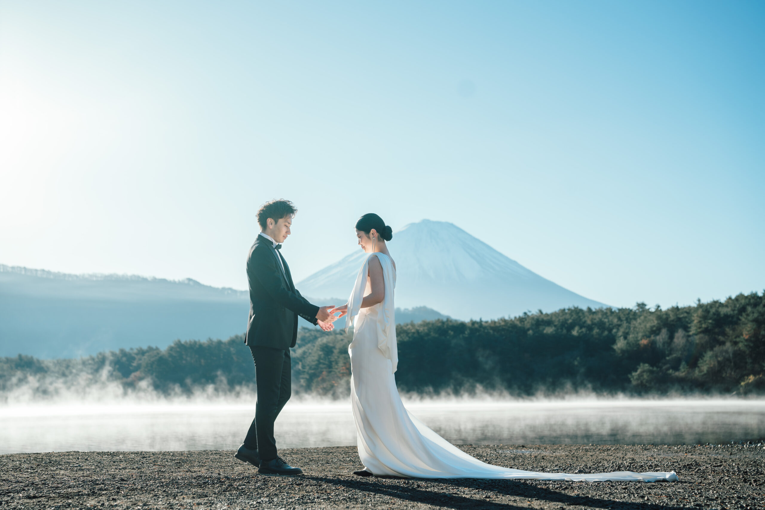 山梨 ウェディング 早朝撮影