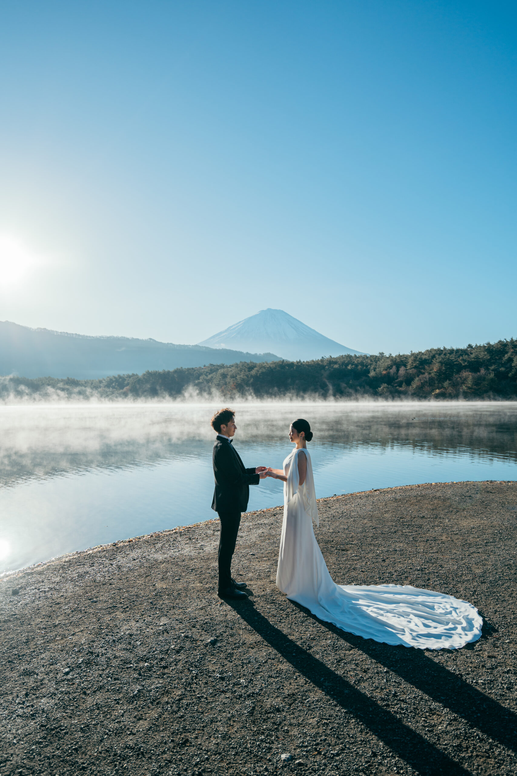 富士山 山梨 湖 早朝撮影